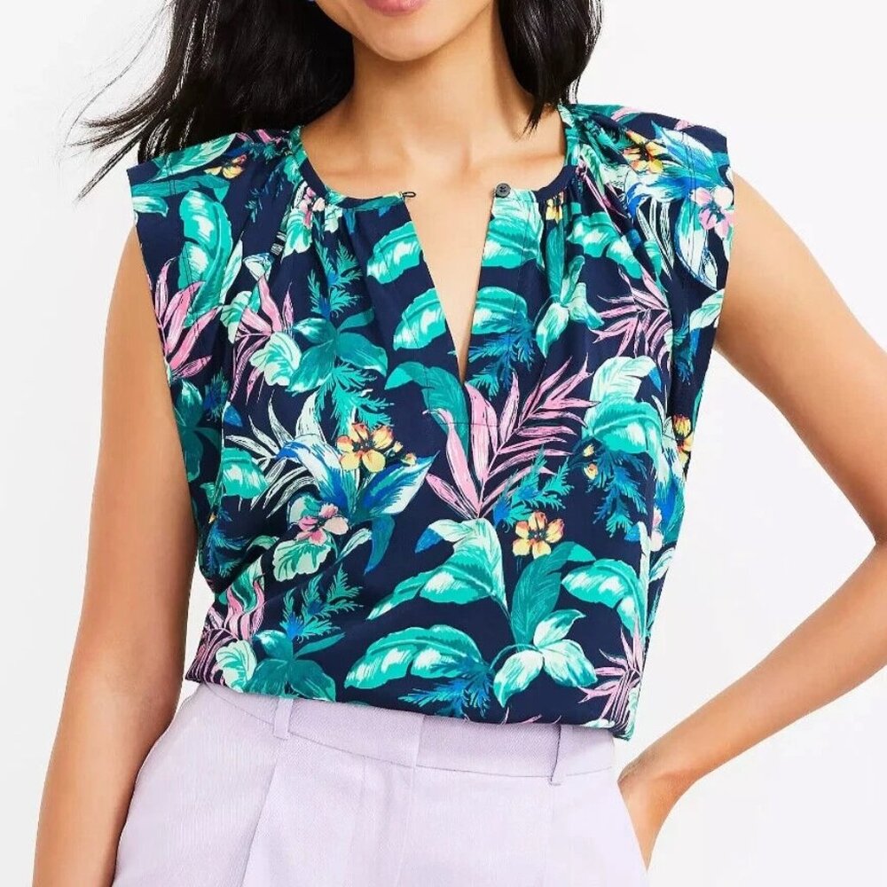 Loft Tropical Short Sleeve Top Size S